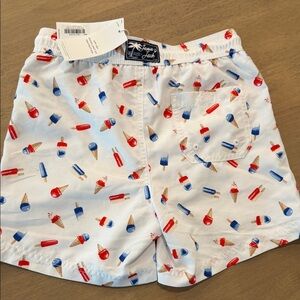 Janie and Jack White Red & Blue Ice Cream Print Swim Shorts
